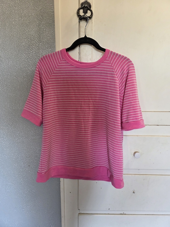 Staccato Tops - Staccato Pink & White Striped Short Sleeve Crew Tee